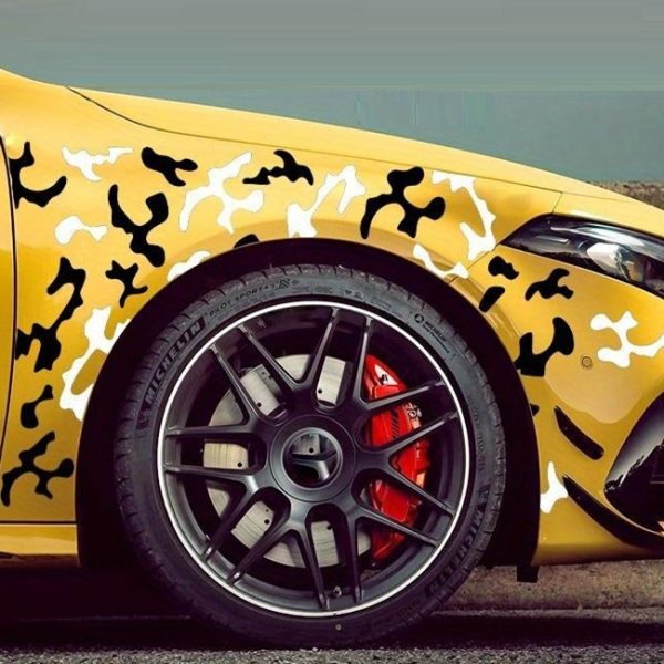 Set 2 stickere autoadezive Tuning in doua culori, model "Paint Stains", dimensiune 97 x 47 cm, culoare Negru + Alb